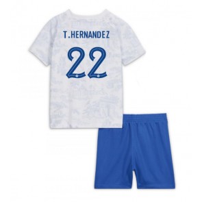 Frankrike Theo Hernandez #22 kläder Barn VM 2022 Bortatröja Kortärmad (+ korta byxor)